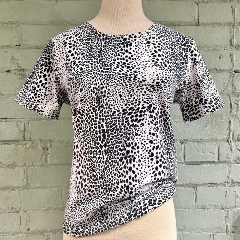 Vintage Short Sleeve Animal Print Top in Black and White